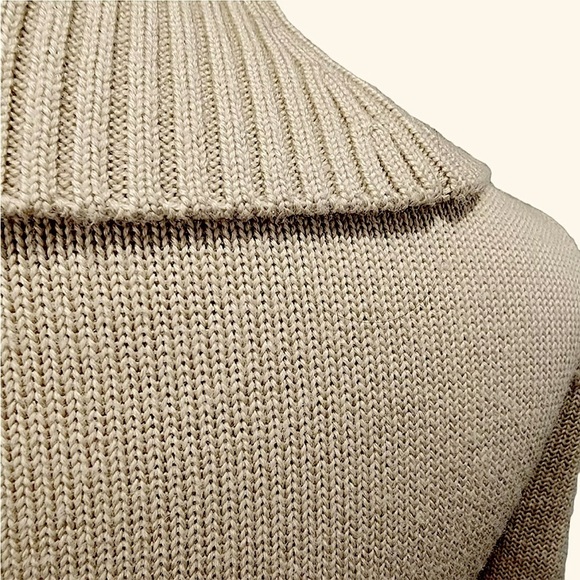 TAHARI Turtleneck Wool Cable Knit‎  Sweater Dress Cream Beige Size Small - Picture 3 of 4